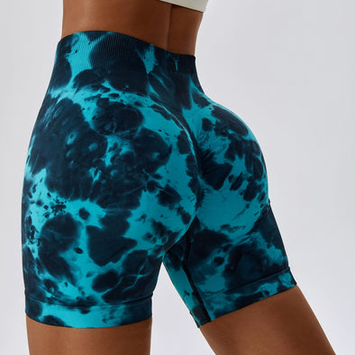 European Tie-dye High Waist Yoga Shorts