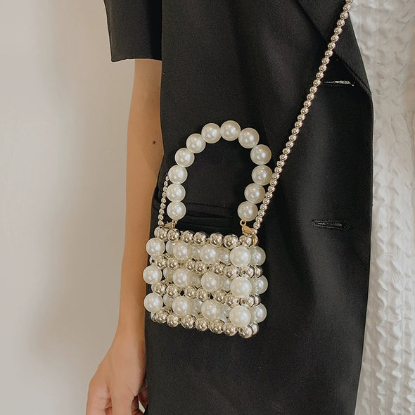 Mini Niche Style Pearl Chain Coin Purse for Women