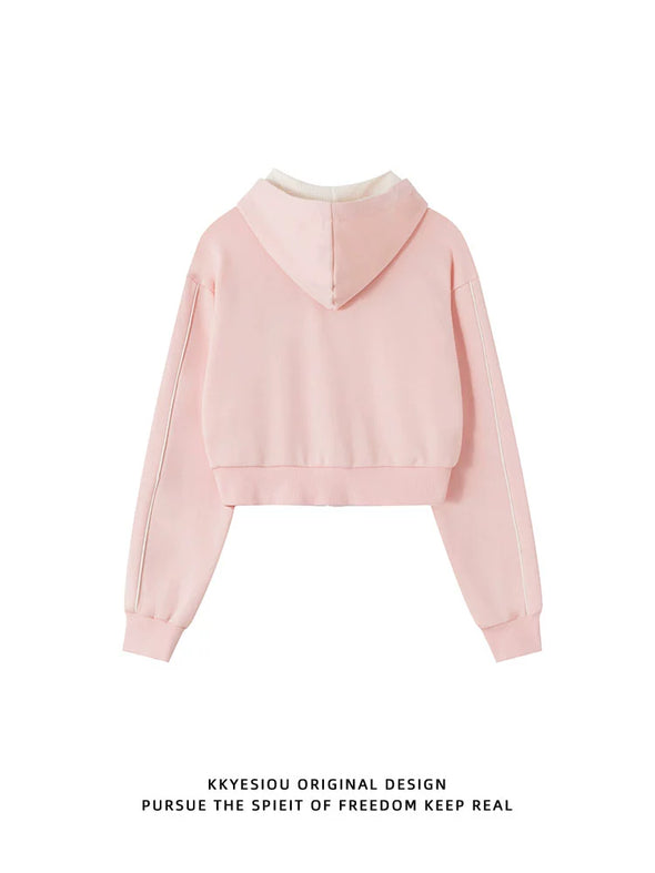 Kkyesiou Retro Japanese Cropped Hoodie