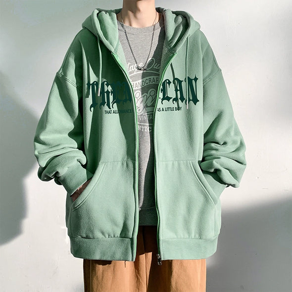 American Retro Hooded Cardigan Sweatshirt