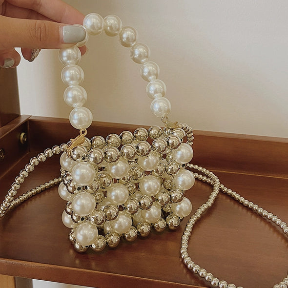 Mini Niche Style Pearl Chain Coin Purse for Women