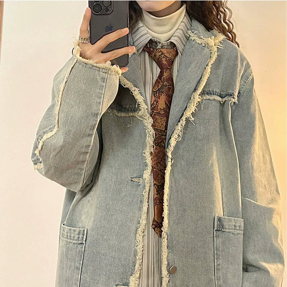 Retro Distressed Denim Jacket