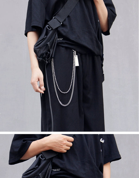 Retro Hip-Hop Vibes: Detachable Metal Pendant Pants Zipper