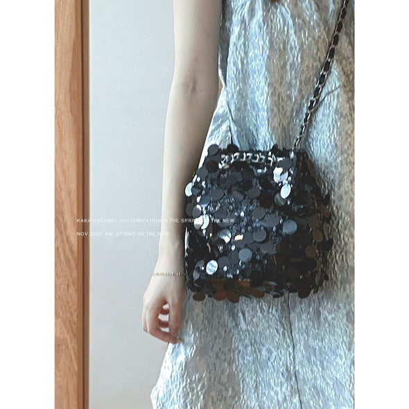 Cool Sequined Niche Bucket Bag for Trendy Women