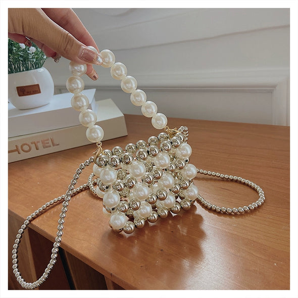 Mini Niche Style Pearl Chain Coin Purse for Women