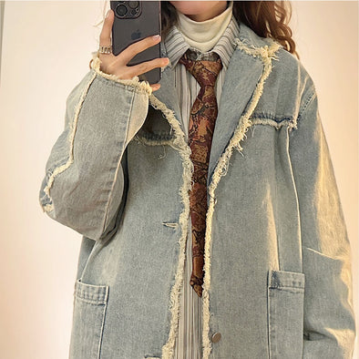 Retro Distressed Denim Jacket