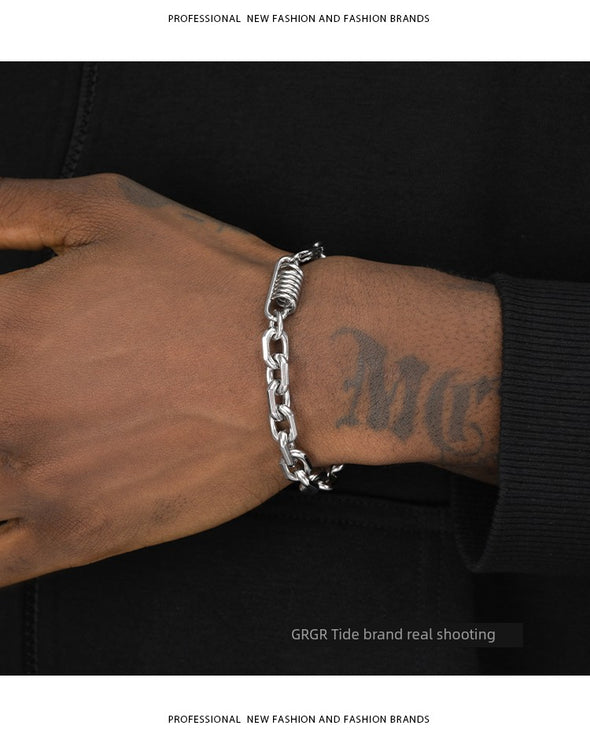 Titanium Groove Hiphop Bracelet