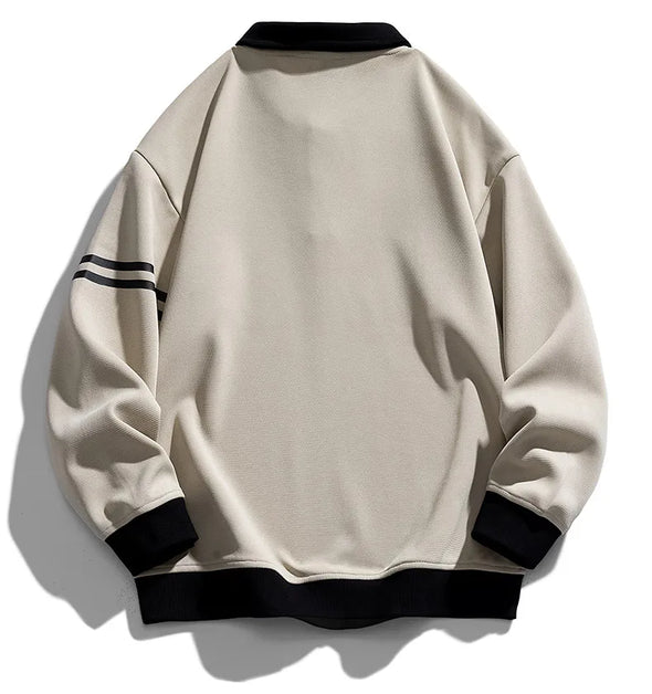 Oversized Lapel Contrast Sweatshirt