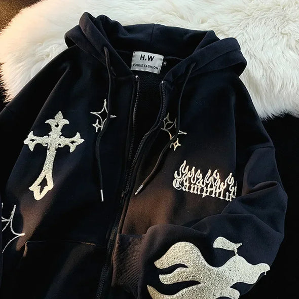 Harajuku Embroidered Oversized Hoodie