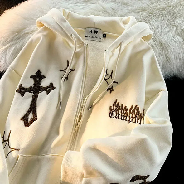 Harajuku Embroidered Oversized Hoodie