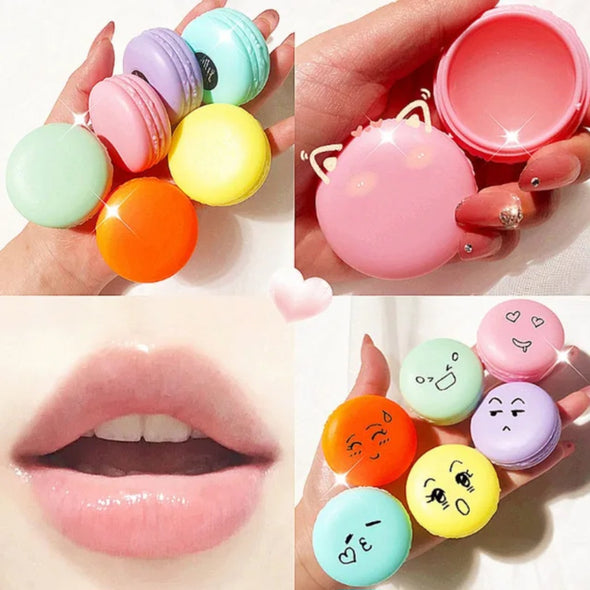 3 Mini multi Cupcake shape lip balm Smooth moist fruit.