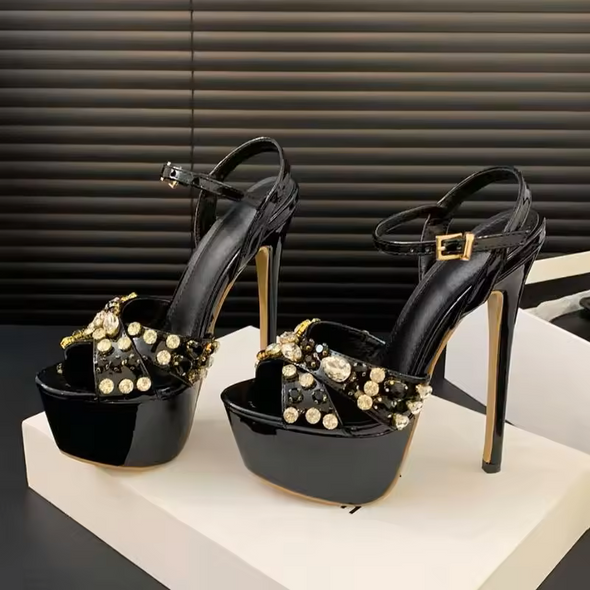 Luxurious Stone-Embellished Heels