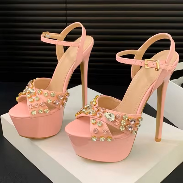 Luxurious Stone-Embellished Heels